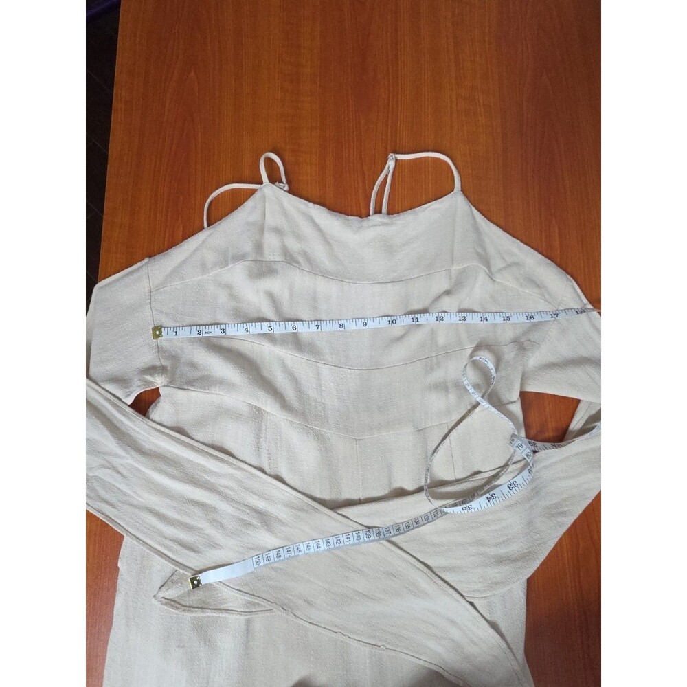 Anrabess Linen Blend Tie Back Jumpsuit Romper Wide leg Cream sz LARGE EUC - Picture 9 of 12